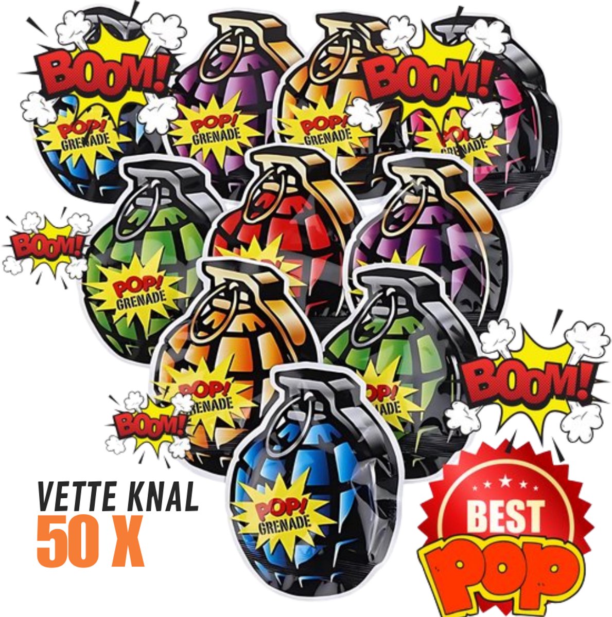 Pop Granaat 50 stuks - Bomb Bags - granaat kleine explosieve zak automatisch opblaasbaar - speelgoed knalzakjes - knalbom - fopartikelen